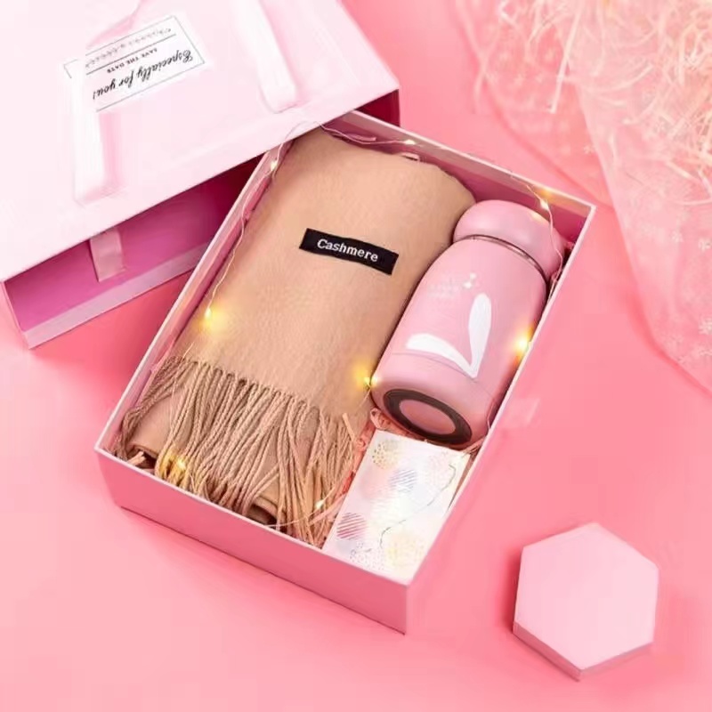 Birthday Christmas Scarf Thermos Cup Gift Box